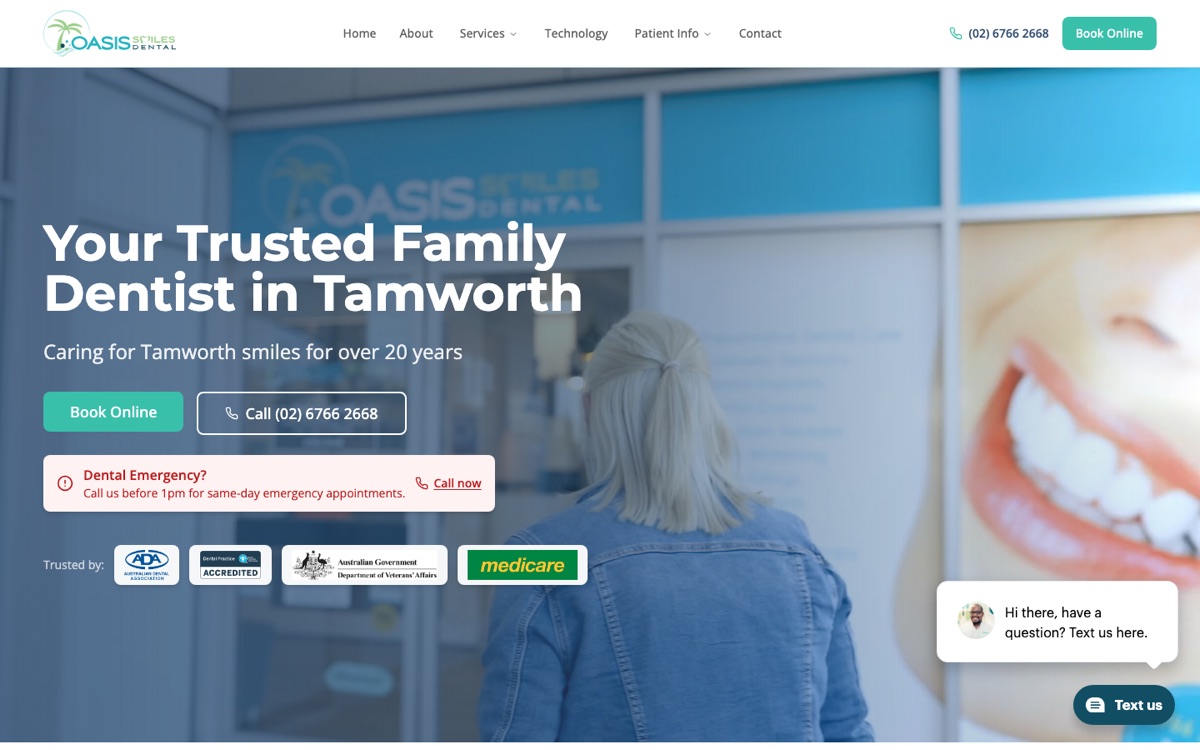 Oasis Smiles Dental website